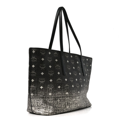 MCM Visetos Anya Zip Top Shopper Tote Black Silver 3 of 11