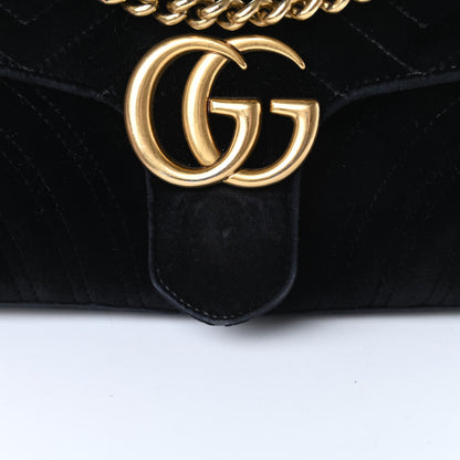 Gucci Velvet Matelasse Small GG Marmont Shoulder Bag Black 17 of 17