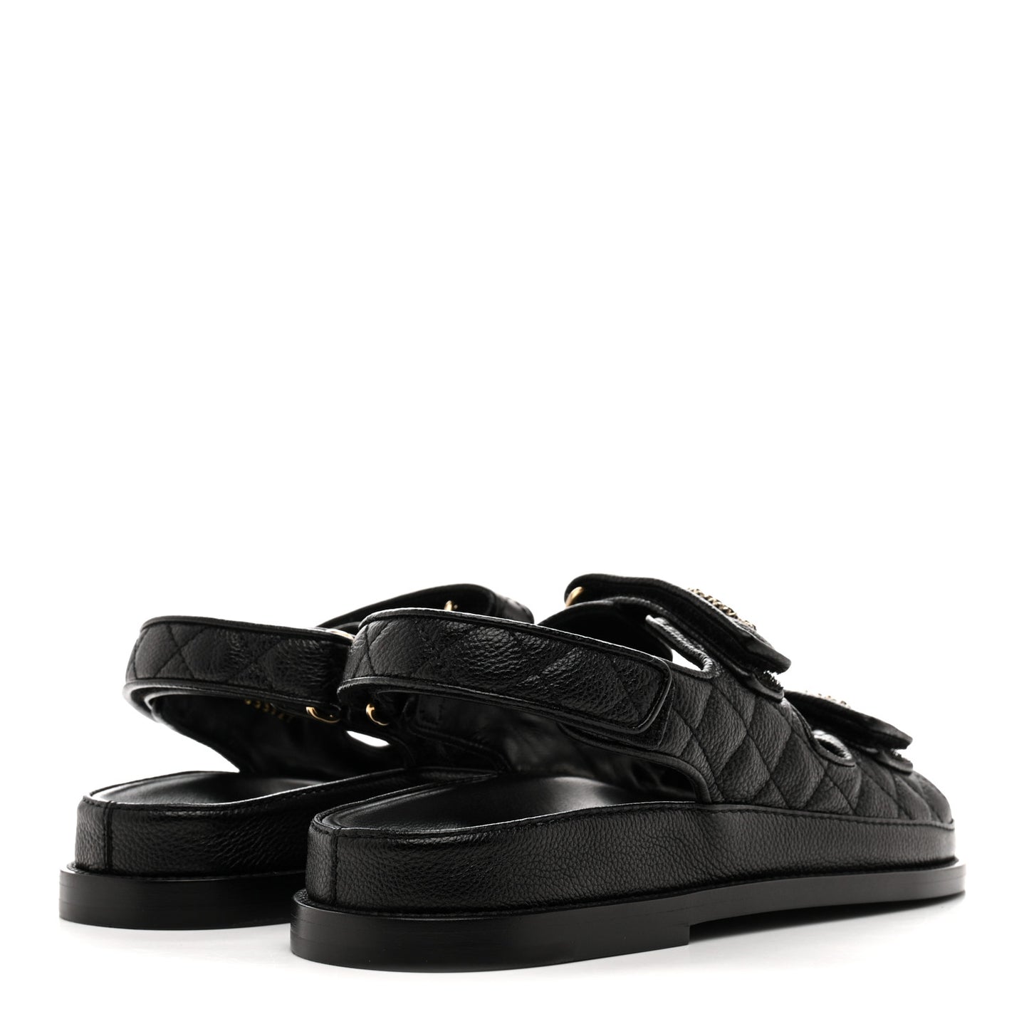 Grained Calfskin Velcro Dad Sandals 38 Black