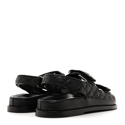 Chanel Grained Calfskin Velcro Dad Sandals 38 Black 5 of 10