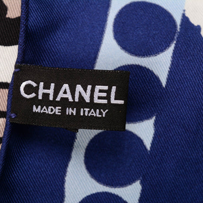 Chanel Silk Dragon CC Scarf Navy 3 of 4
