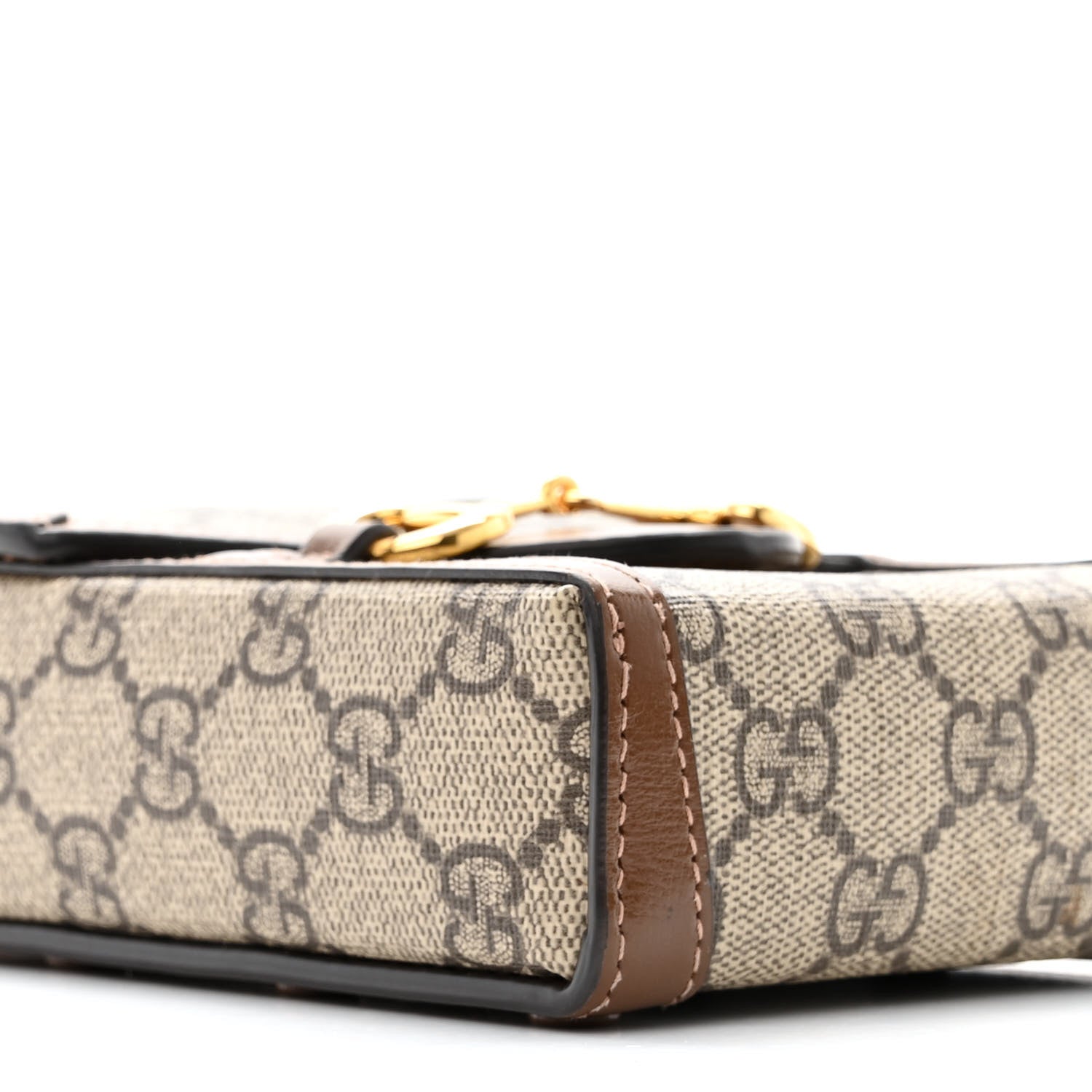 Gucci GG Supreme Monogram Mini Horsebit 1955 Crossbody Bag Beige Brown Sugar 9 of 14