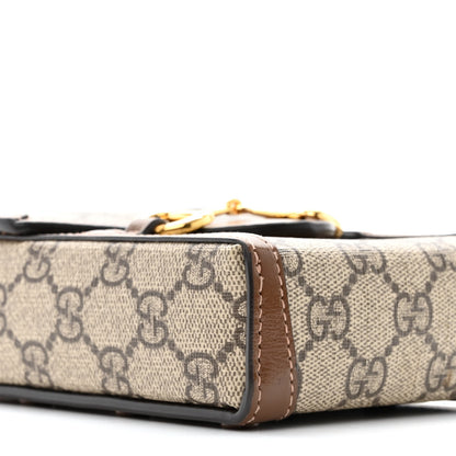 Gucci GG Supreme Monogram Mini Horsebit 1955 Crossbody Bag Beige Brown Sugar 9 of 14