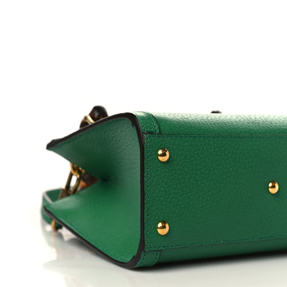 Gucci Textured Dollar Calfskin Web Mini Diana Tote Bag Green Blue 7 of 9