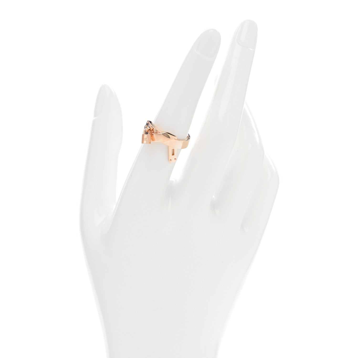 Hermes 18K Rose Gold Kelly Gavroche Ring 55 7.25 2 of 5
