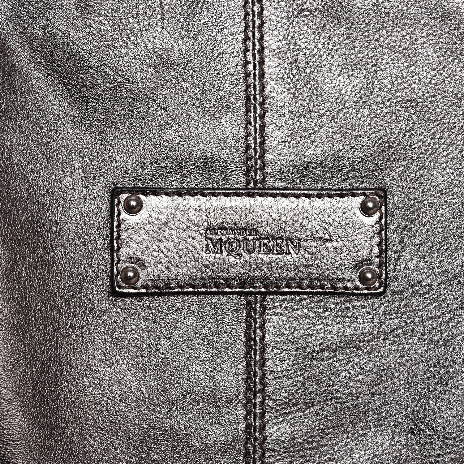 Alexander McQueen Metallic Lambskin Large De Manta Tote Dark Silver 6 of 9