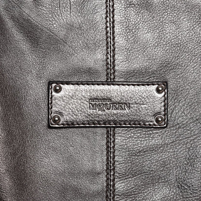 Alexander McQueen Metallic Lambskin Large De Manta Tote Dark Silver 6 of 9