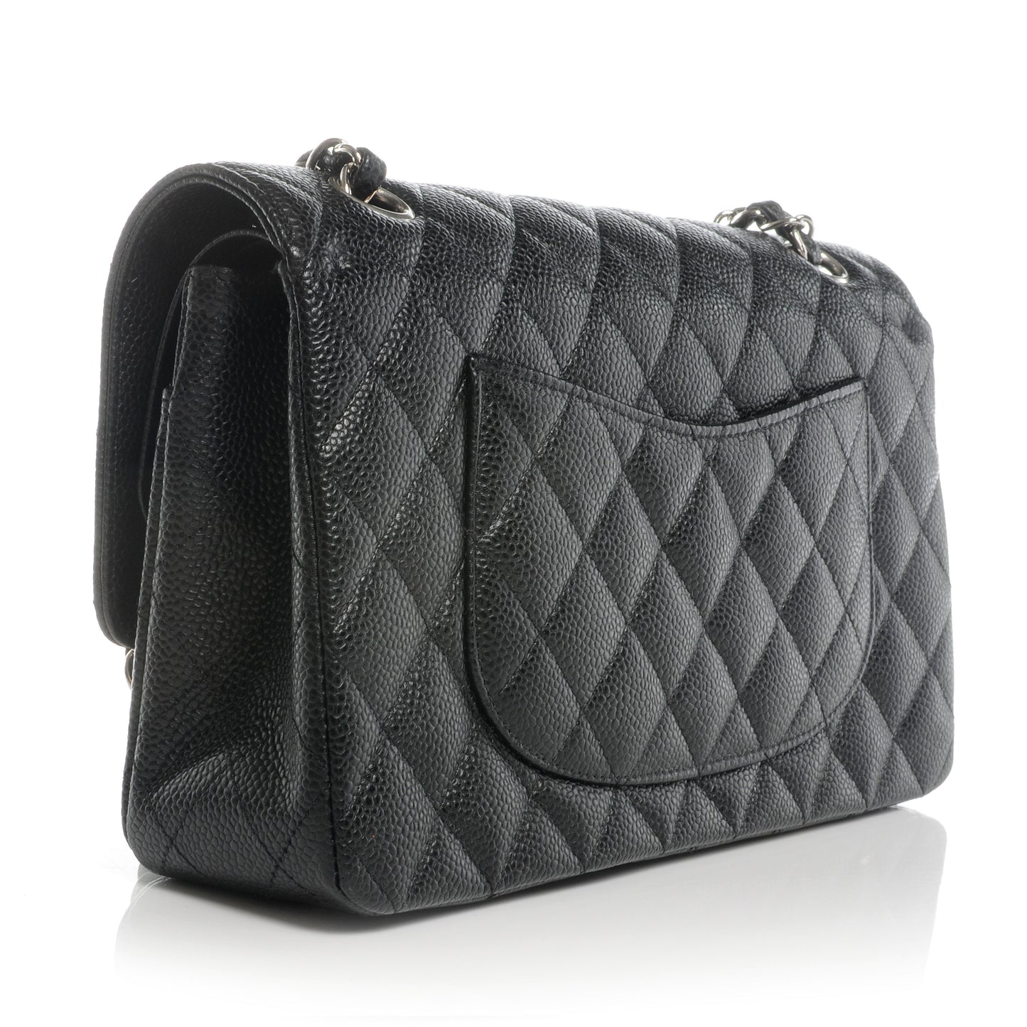 Caviar Quilted Medium Double Flap Black