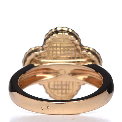 Van Cleef & Arpels 18K Yellow Gold Diamond Mother of Pearl Vintage Alhambra Ring 46 3.75 4 of 5