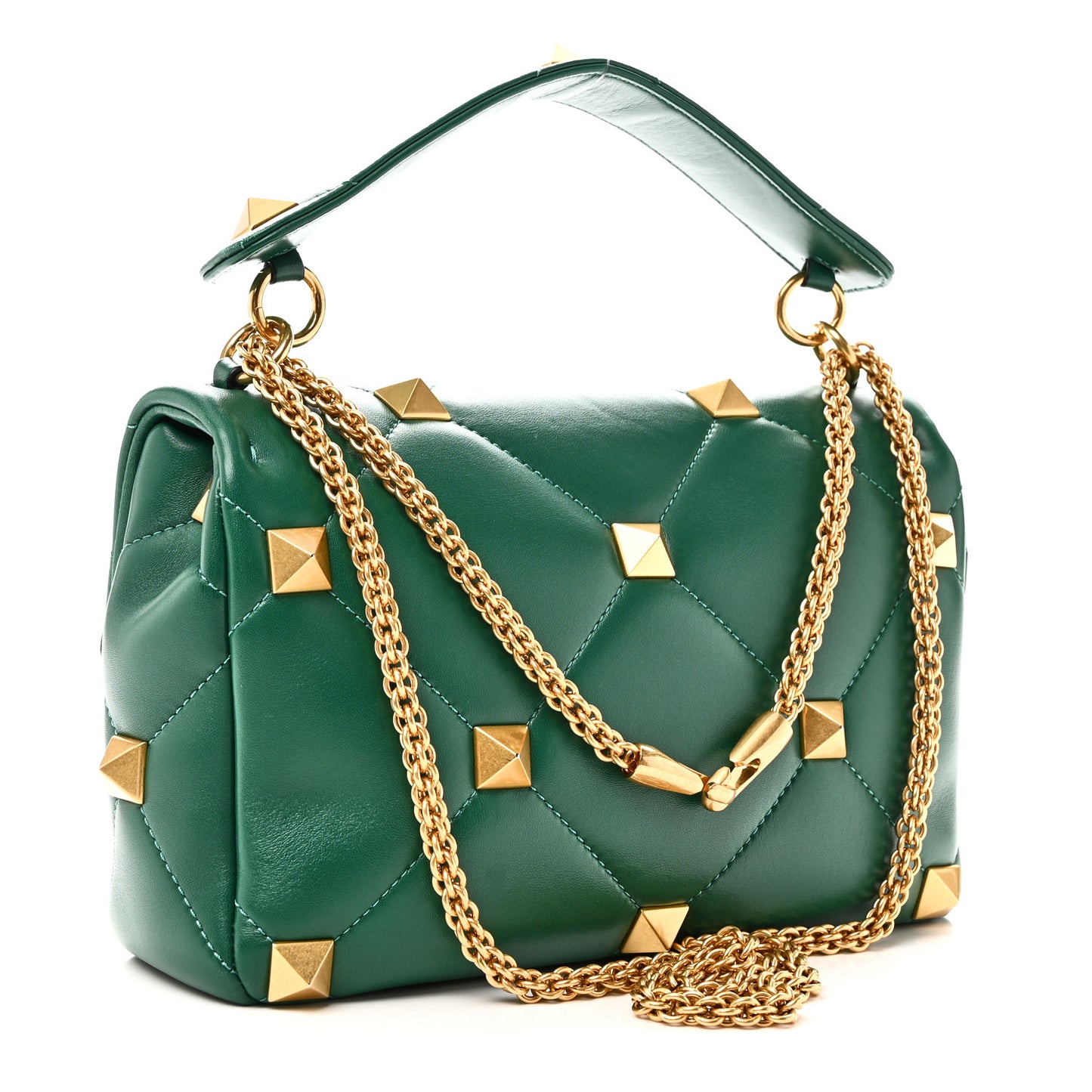 Nappa Large Roman Stud Shoulder Bag Jungle