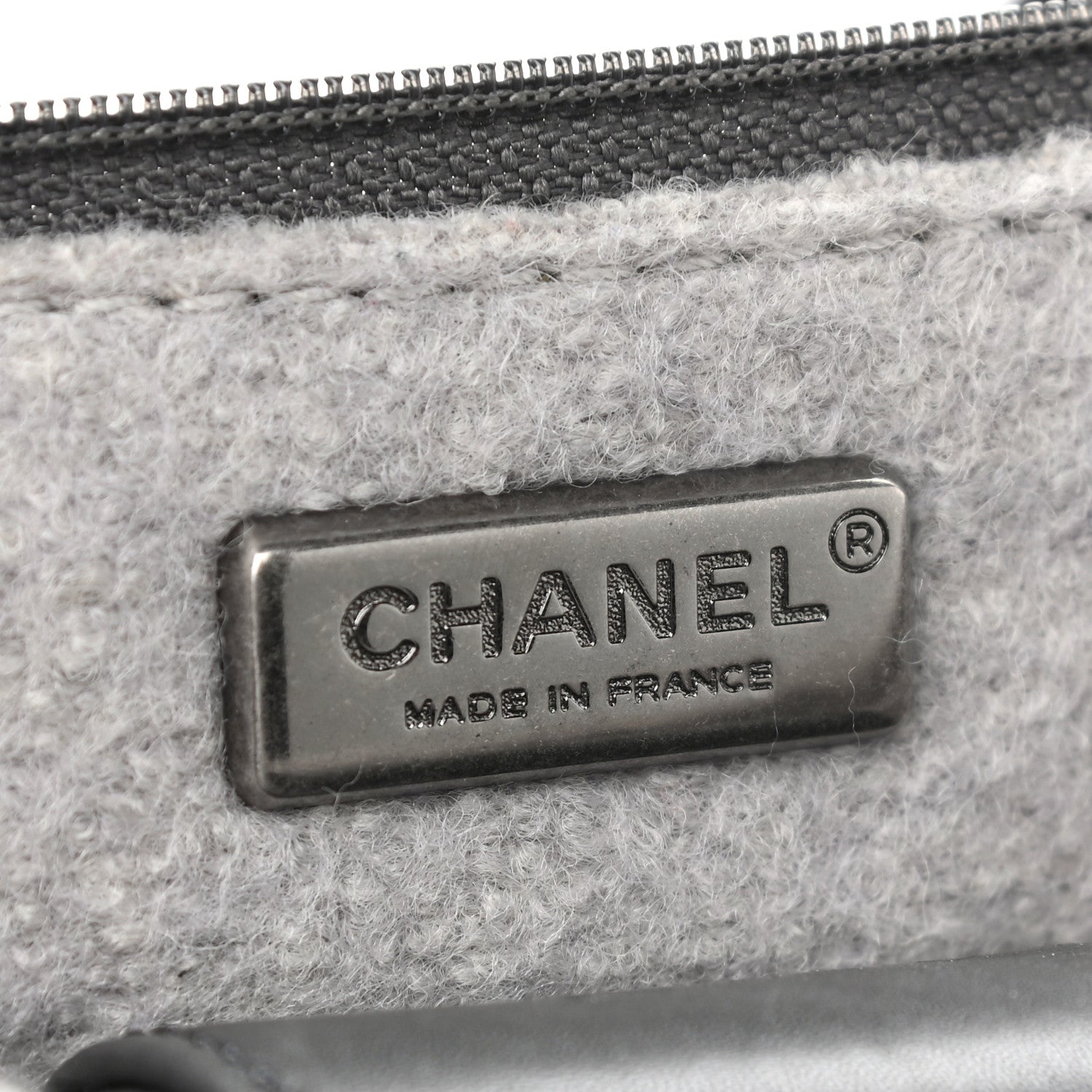 Chanel Felt Embroidered Small Crest Austrian Satchel Light Grey 6 of 15