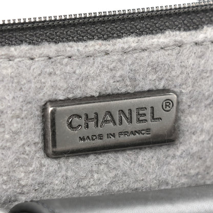 Chanel Felt Embroidered Small Crest Austrian Satchel Light Grey 6 of 15