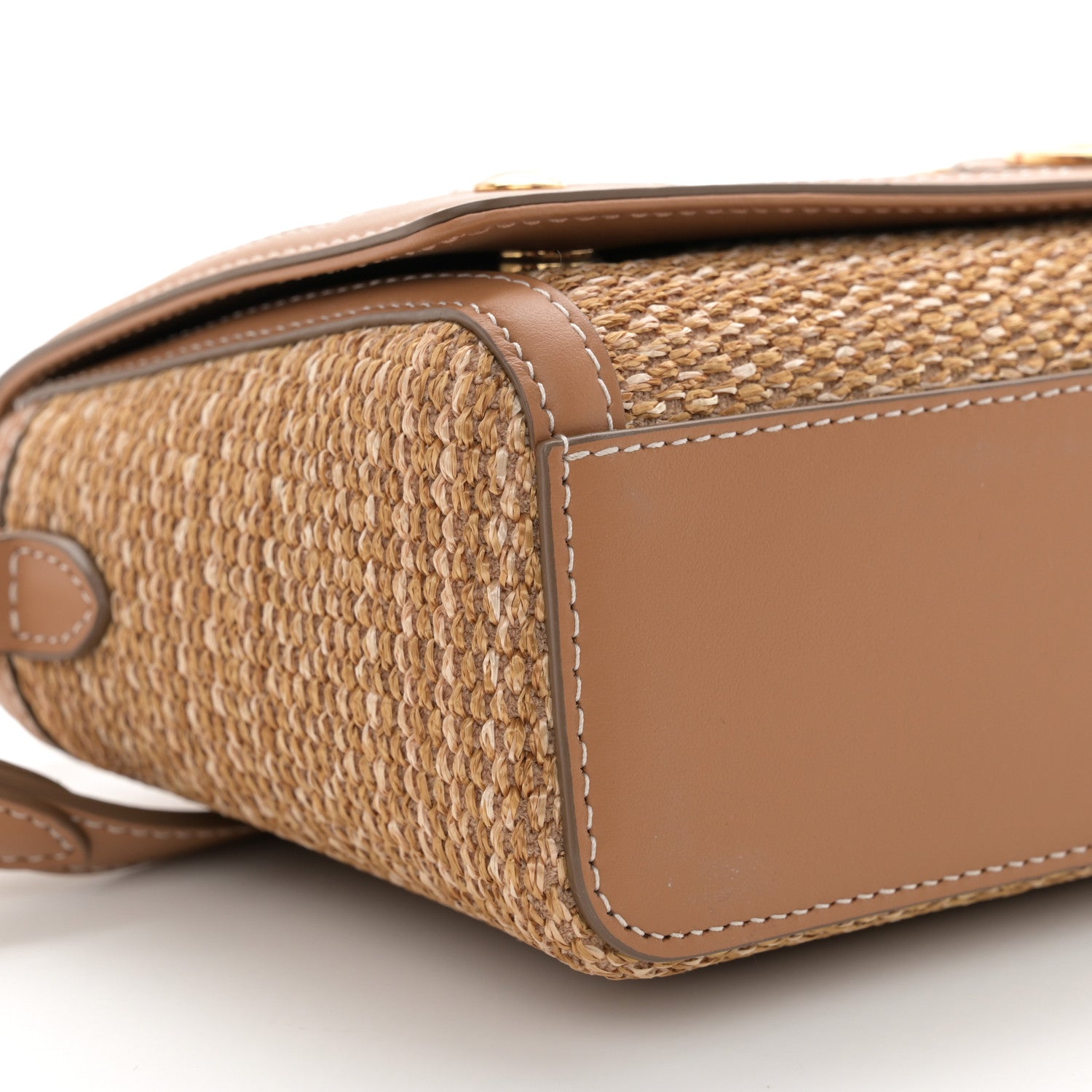 Burberry Raffia Calfskin TB Note Crossbody Bag Natural 9 of 10
