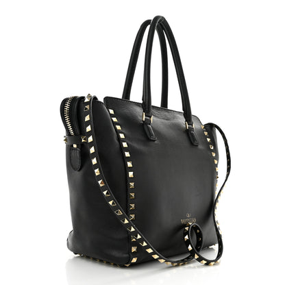 Valentino Garavani Vitello Rockstud Double Handle Tote Black 3 of 14