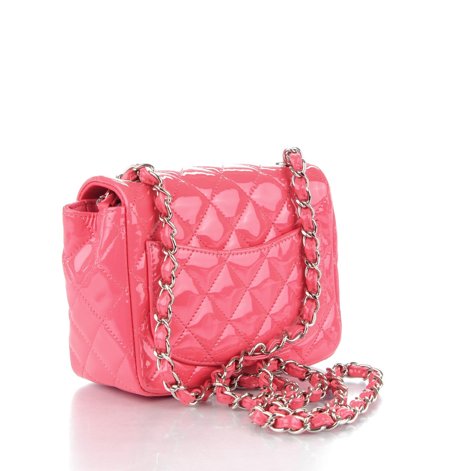 Chanel Patent Quilted Mini Square Flap Pink 3 of 9