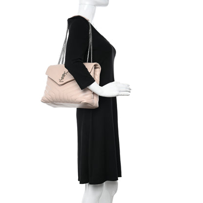Saint Laurent Calfskin Y Quilted Monogram Medium Loulou Chain Satchel Rose Antic 2 of 13