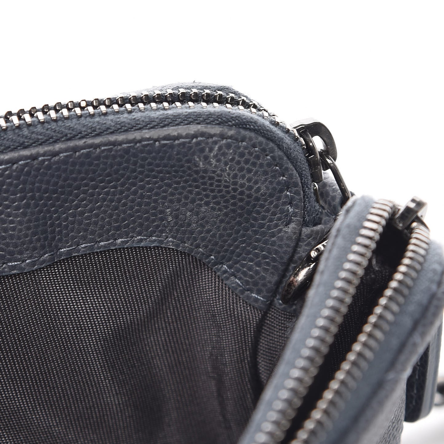 Caviar Quilted Small Clutch With Chain Grey