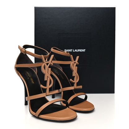 Saint Laurent Calfskin Cassandra 100 Sandals 36 Gold Brown 9 of 9
