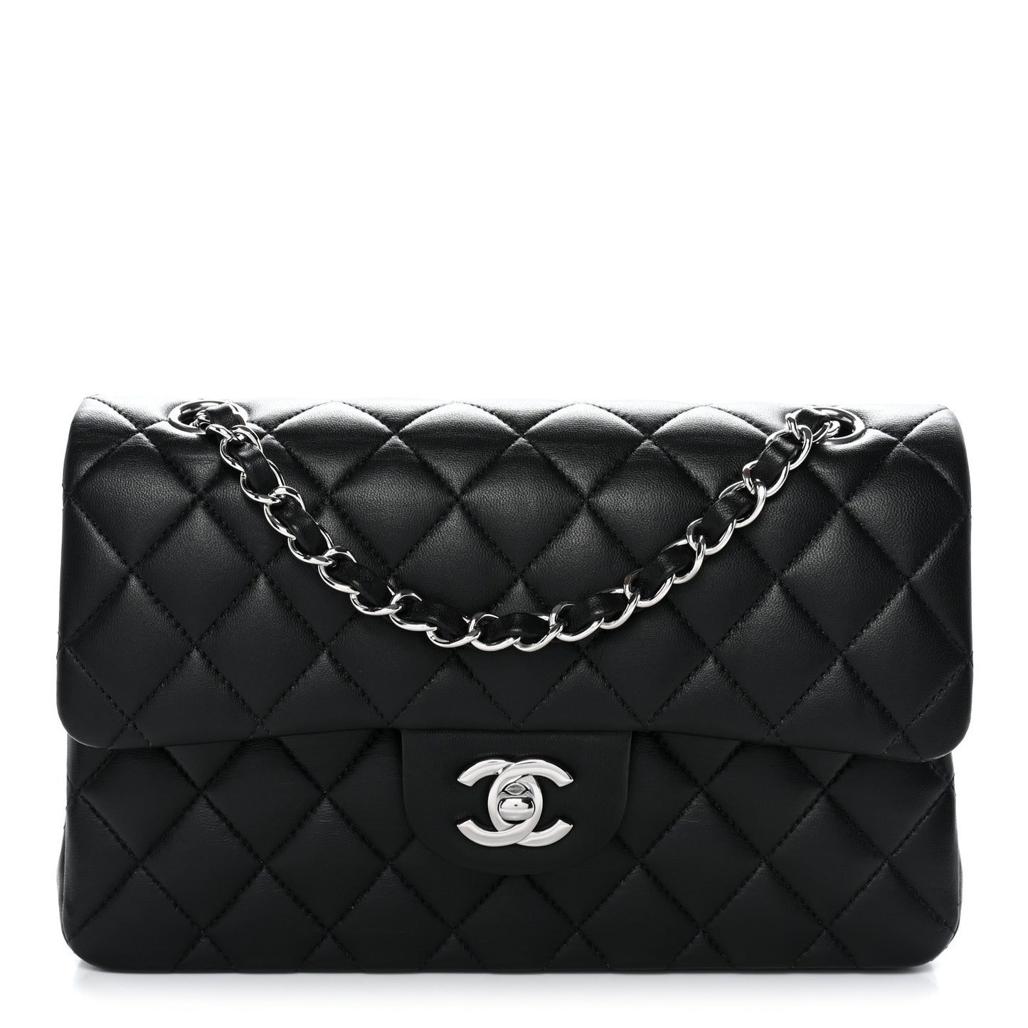 Lambskin Quilted Small Double Flap Black