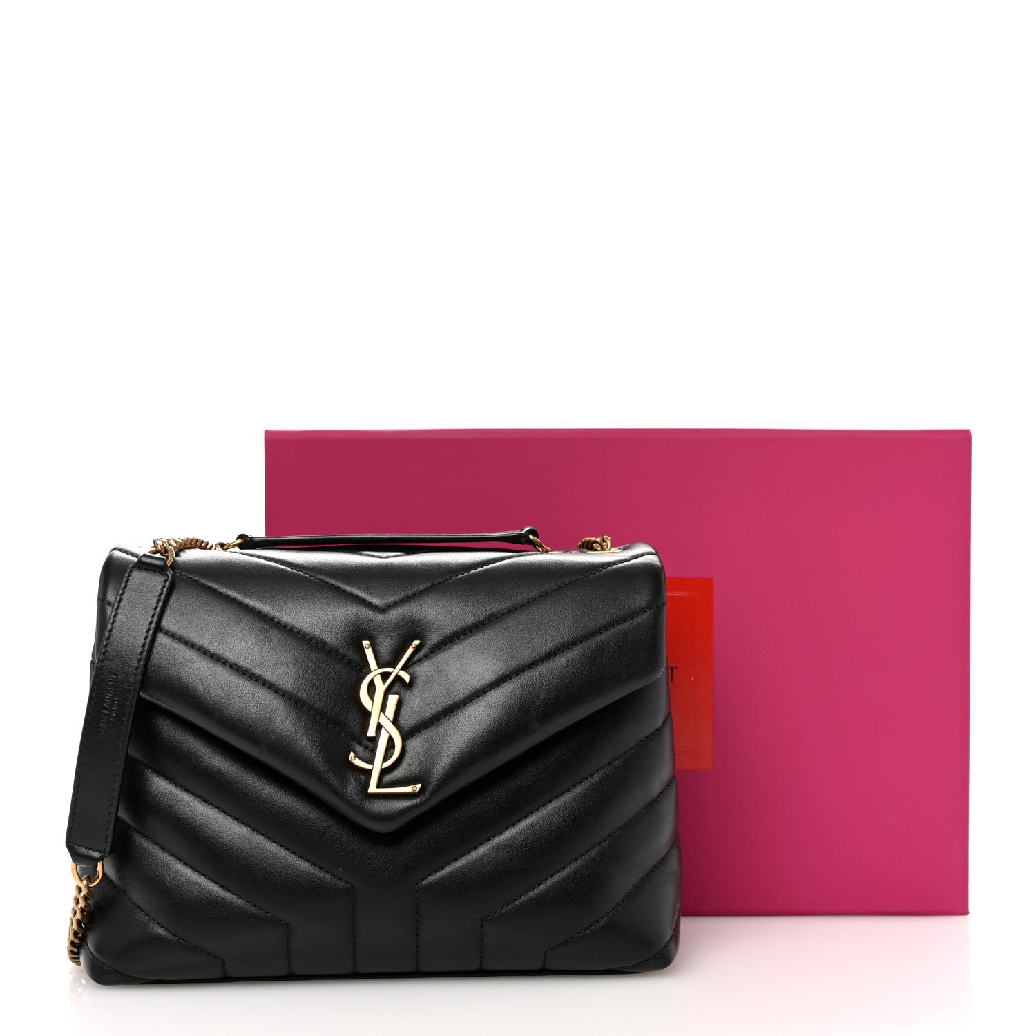 Saint Laurent Calfskin Y Quilted Monogram Small Loulou Chain Satchel Black 12 of 12