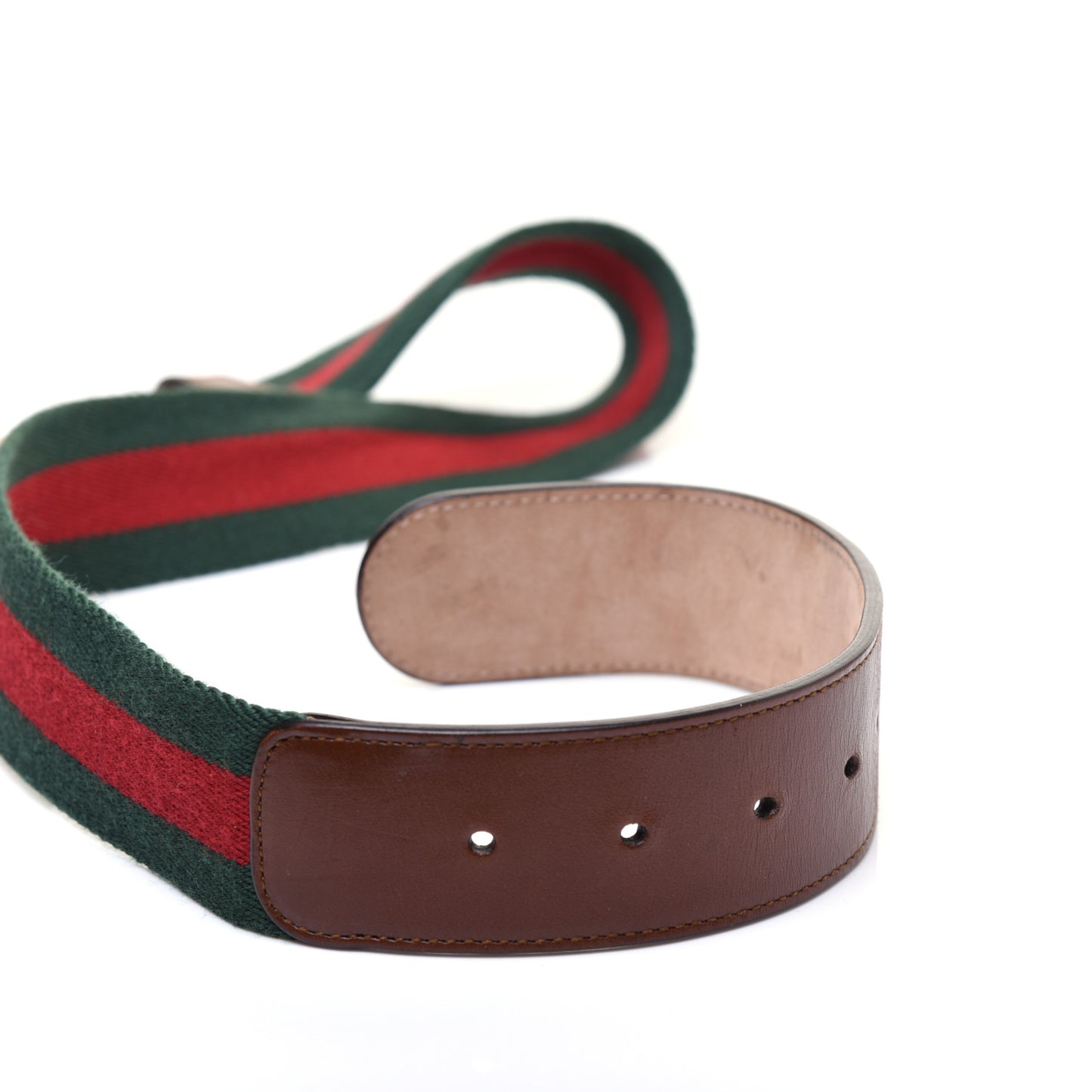 Nylon Calfskin Double G Web 40mm Belt 75 30 Green Red Cuir