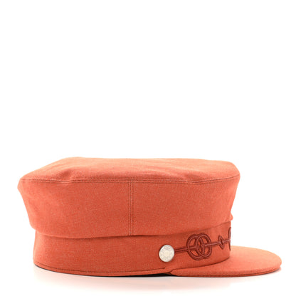 Hermes Double Linen Twill Casquette Cabourg Cliquetis Cap 56 Orange Meranti 5 of 9