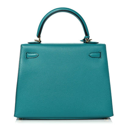 Hermes Epsom Kelly Sellier 25 Bleu Paon 3 of 37
