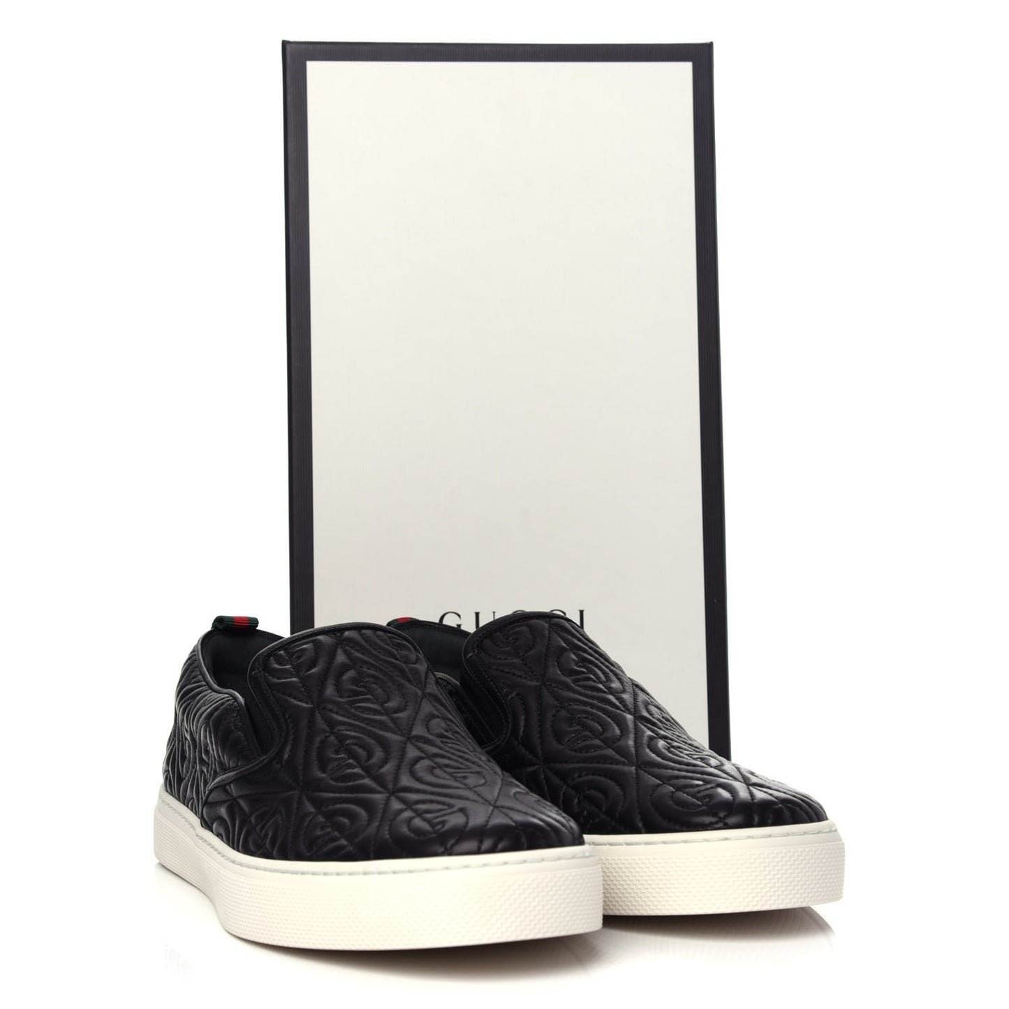 Nappa Web G Rhombus Quilted Mens Slip On Sneakers 10 Black