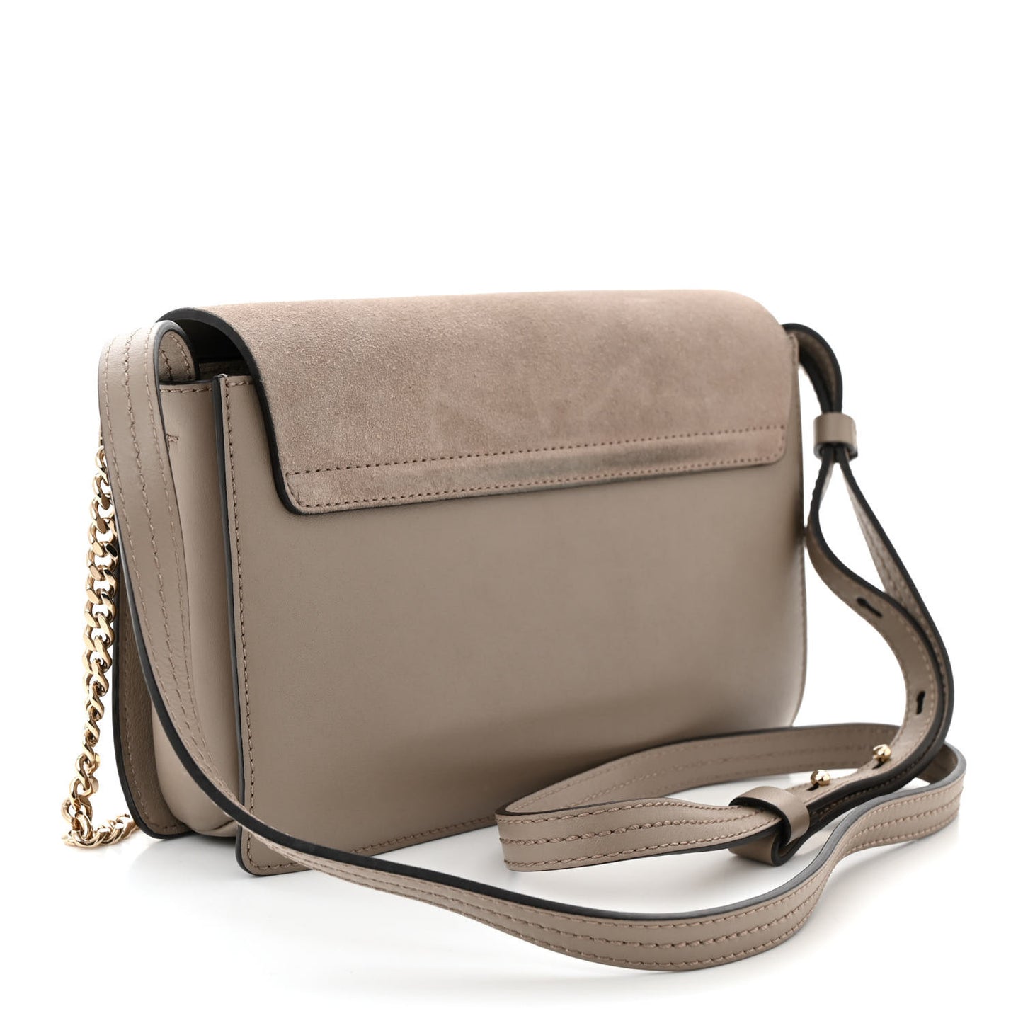 Suede Calfskin Small Faye Shoulder Bag Motty Grey
