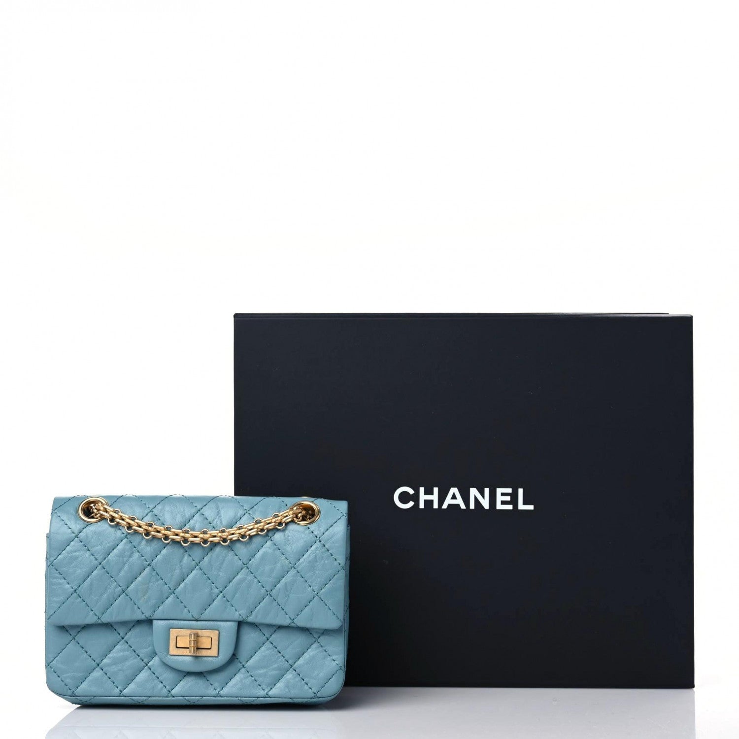 Chanel Aged Calfskin Quilted 2.55 Reissue Mini Flap Blue 10 of 10