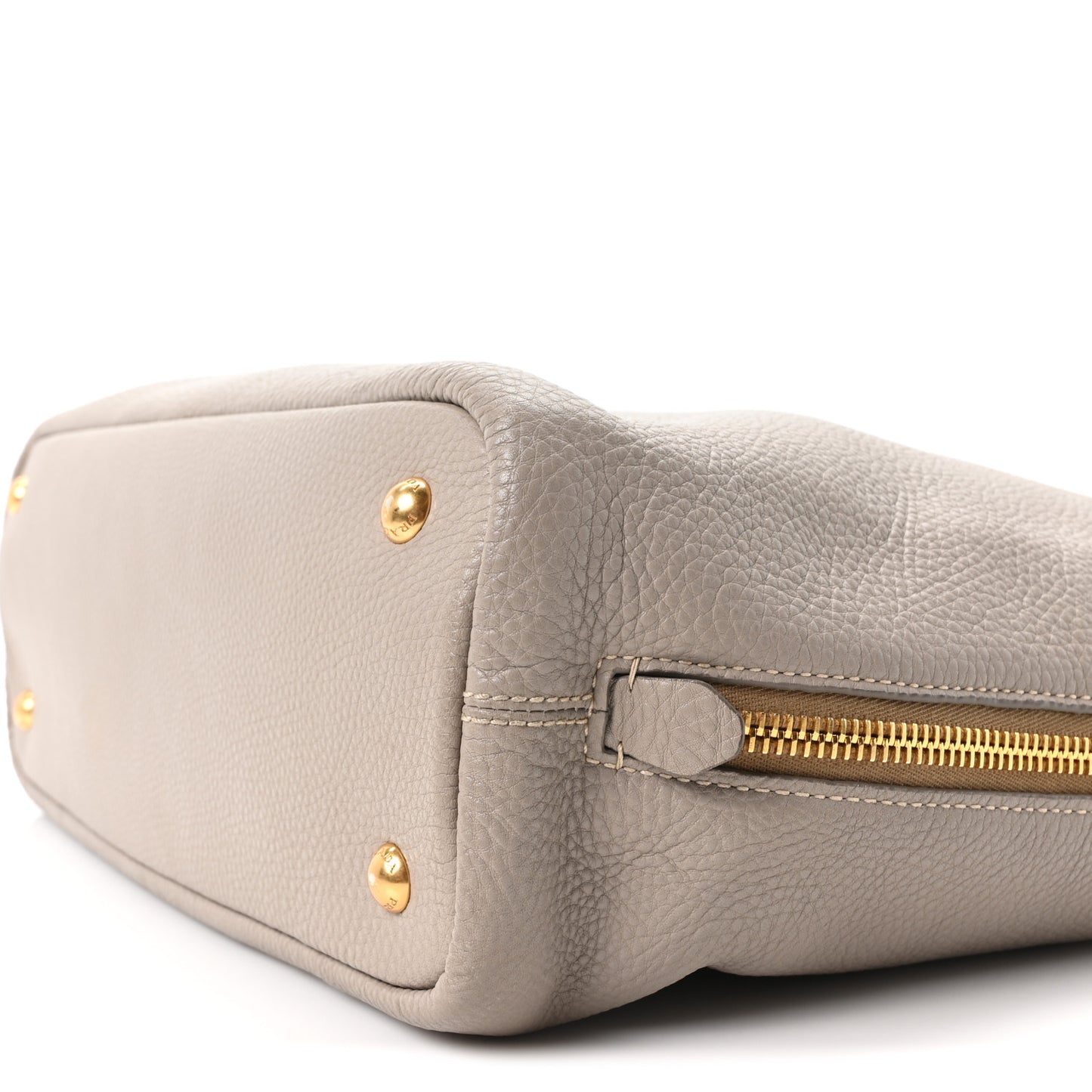 Vitello Daino Side Zip Shopper Tote Pomice