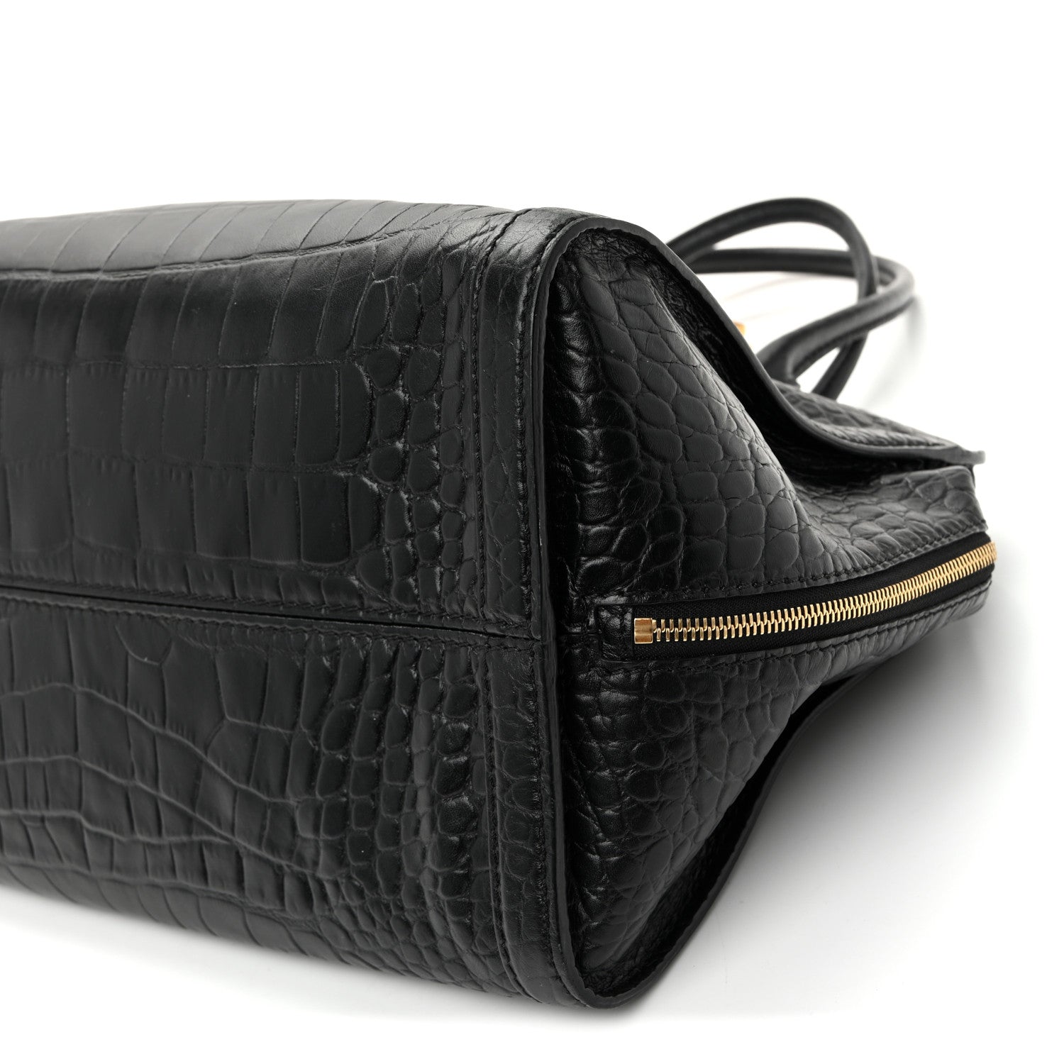 Alexander McQueen Calfskin Crocodile Embossed Large Skull Padlock