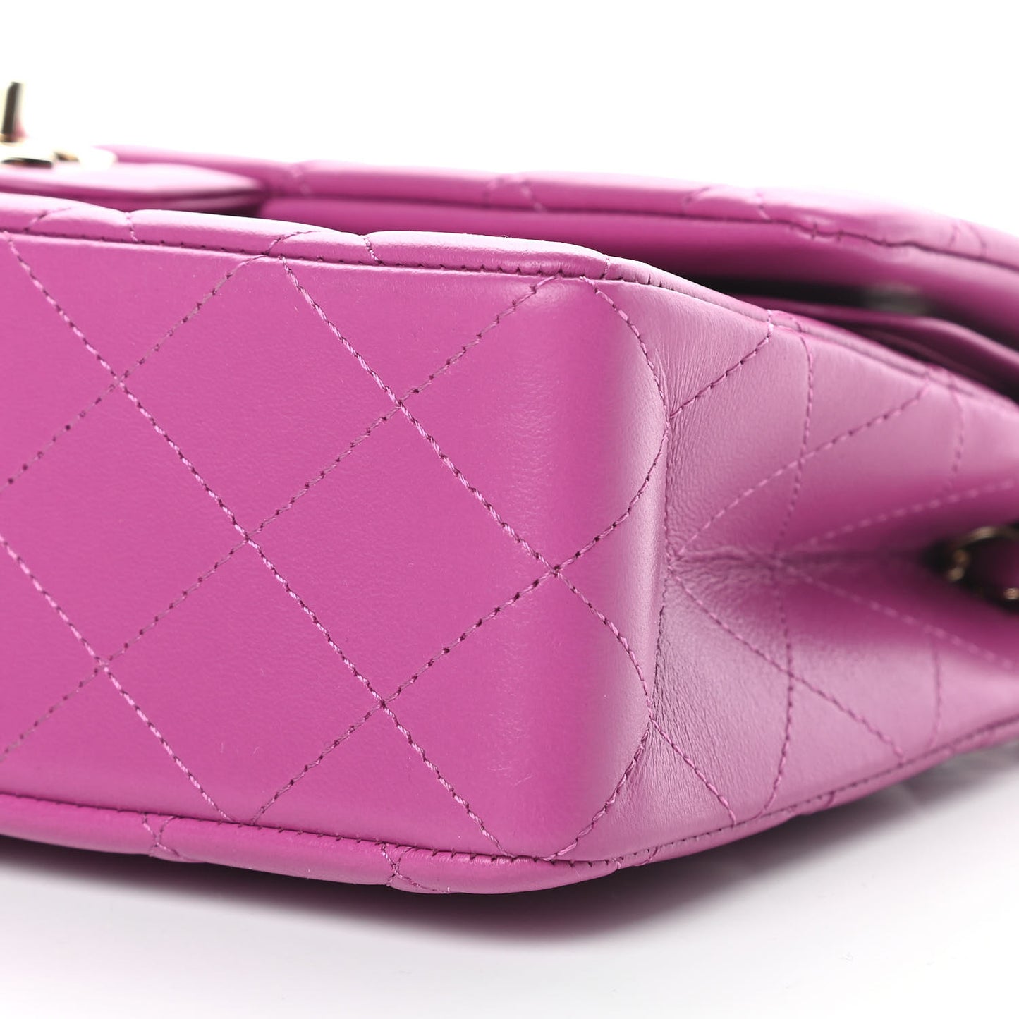 Lambskin Quilted Small Double Flap Purple
