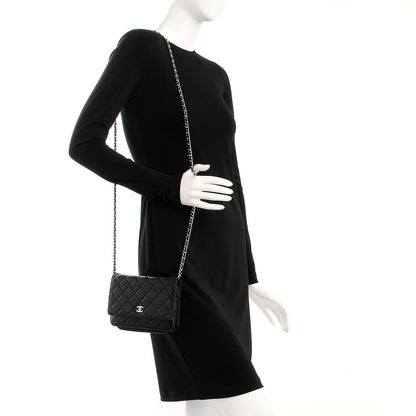 Chanel Lambskin Quilted Wallet On Chain WOC Black 2 of 19