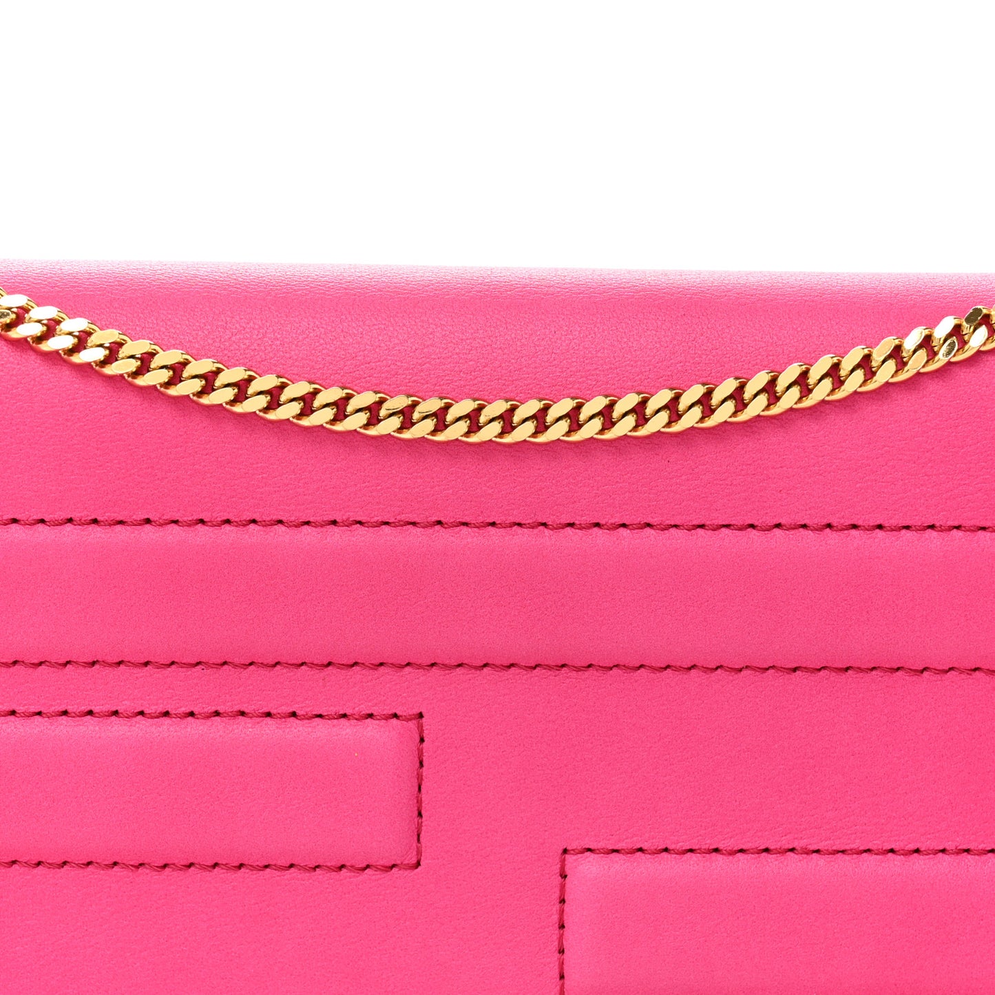 Vitello Flamingo Tube Wallet on Chain Fuchsia