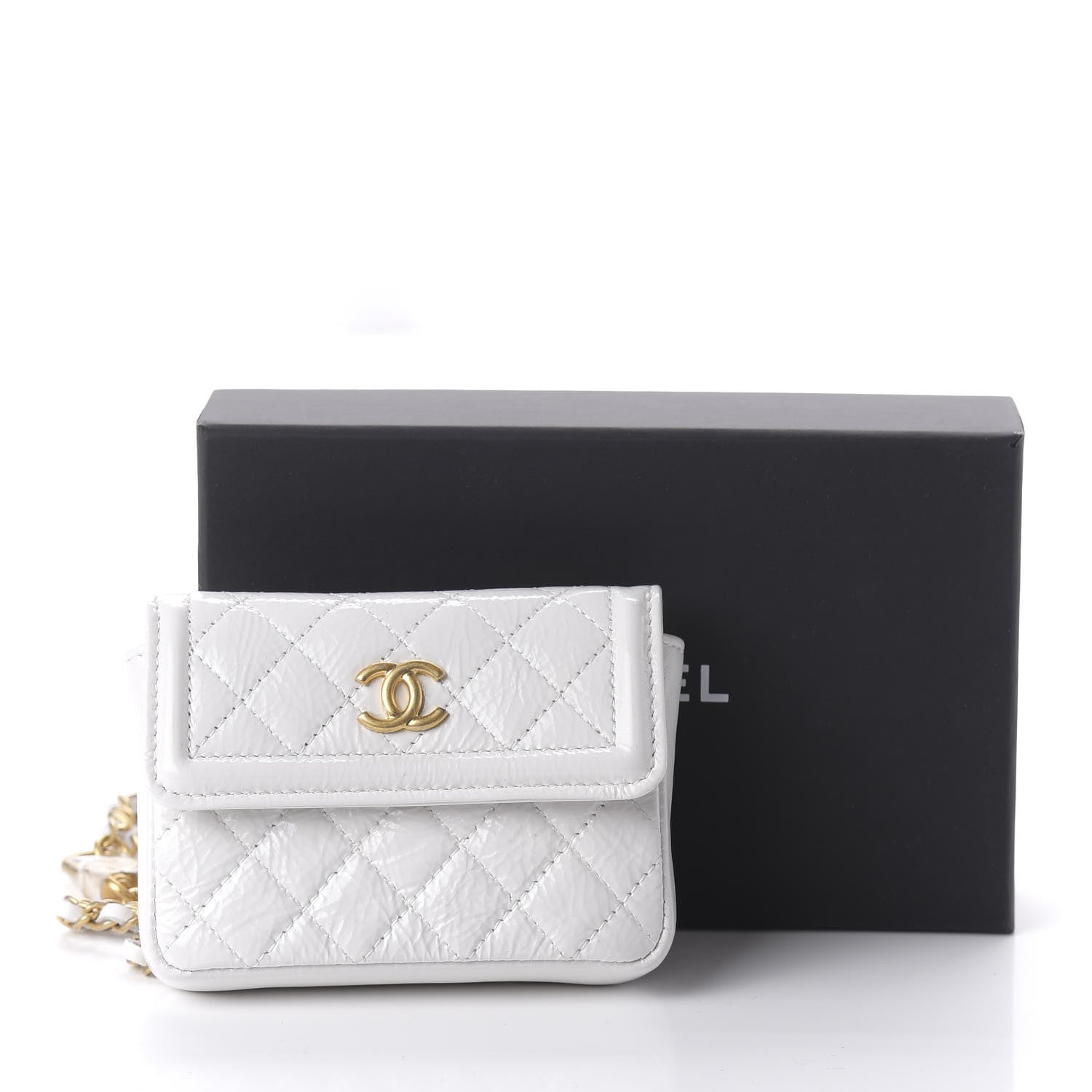 Chanel Patent Quilted Chain Waist Bag White 12 of 12