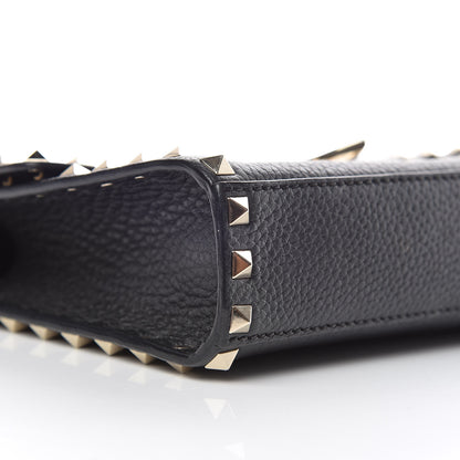 Valentino Garavani Pebbled Calfskin Medium Rockstud Flip Lock Crossbody Bag Black 9 of 10