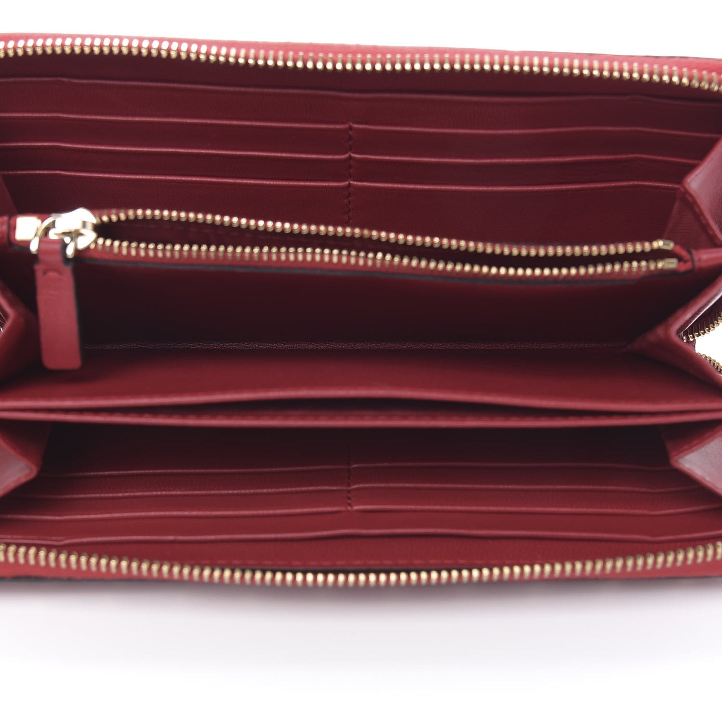 Lambskin Rockstud Spike Zip Around Wallet Red