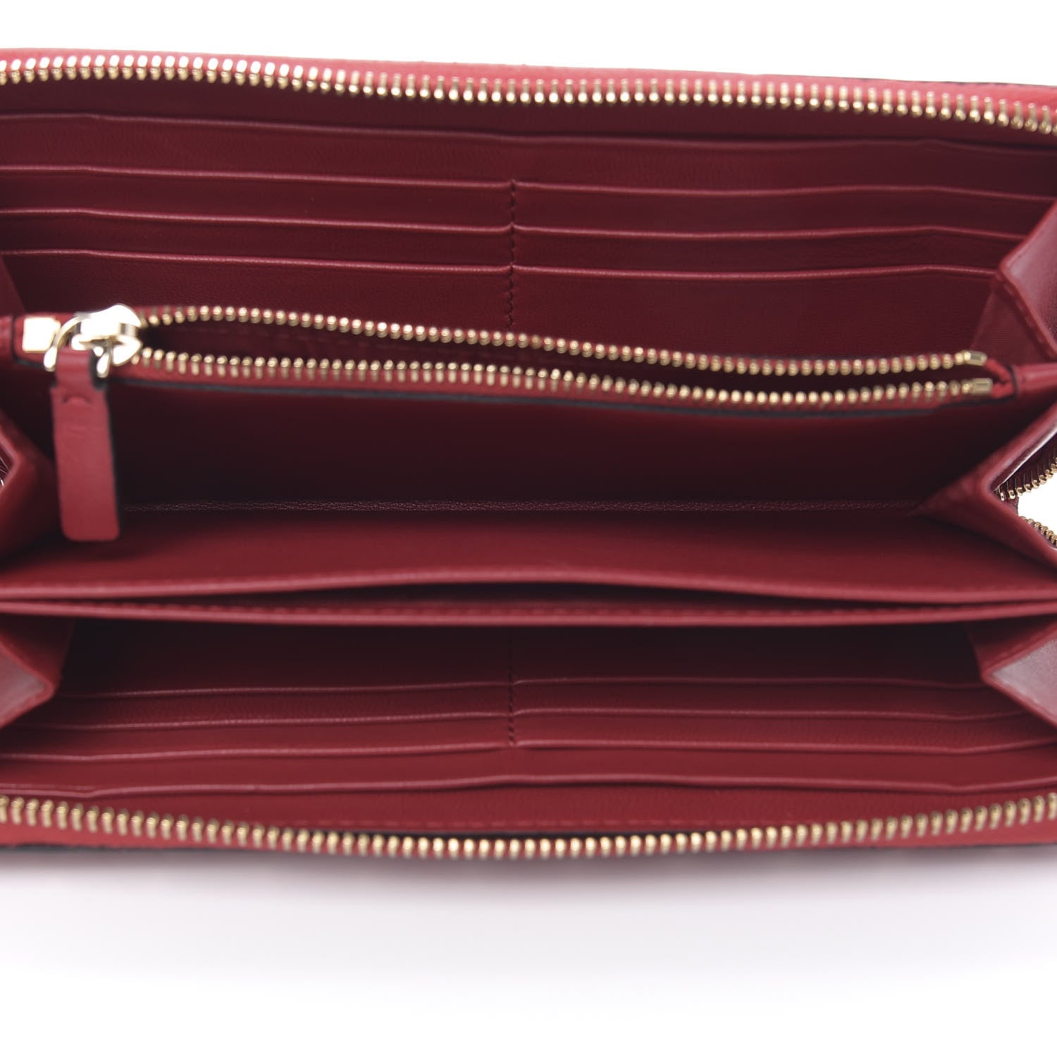 Valentino Garavani Lambskin Rockstud Spike Zip Around Wallet Red 5 of 9