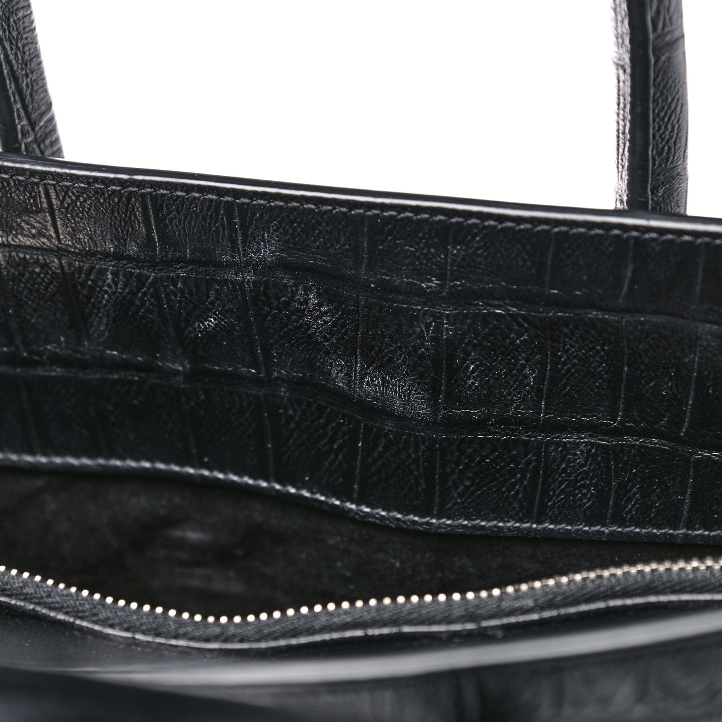 Calfskin Crocodile Embossed Small Sac de Jour Black