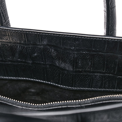 Saint Laurent Calfskin Crocodile Embossed Small Sac de Jour Black 11 of 15