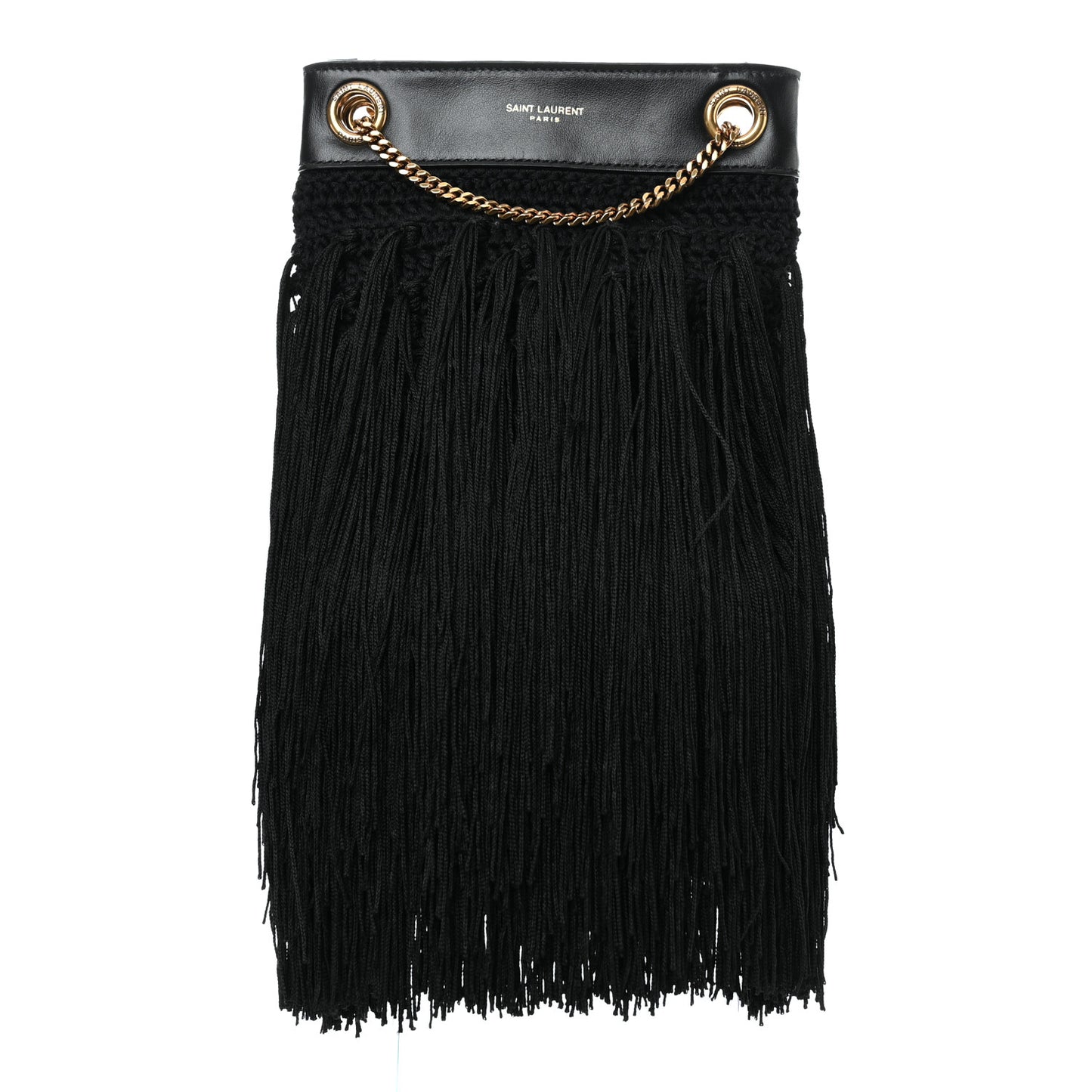Crochet Fringe Grace Small Hobo Bag Black