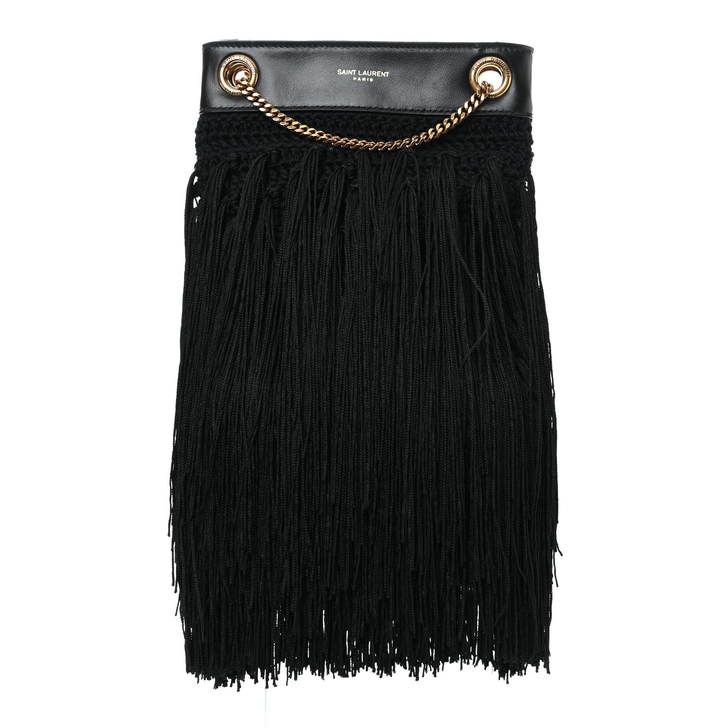 Saint Laurent Crochet Fringe Grace Small Hobo Bag Black 1 of 10