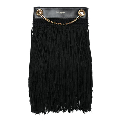 Saint Laurent Crochet Fringe Grace Small Hobo Bag Black 1 of 10