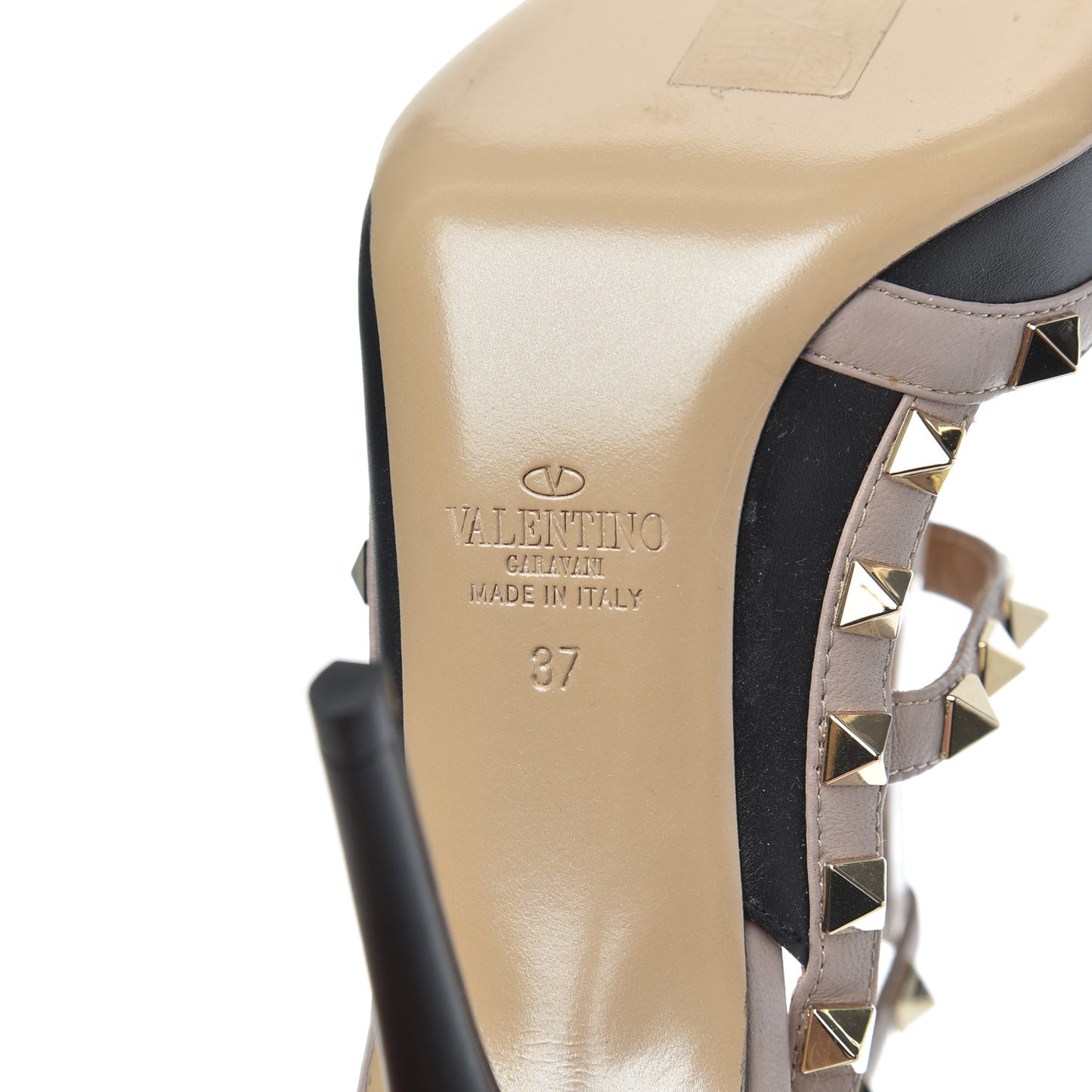 Nappa Rockstud Ankle Strap Pumps 37 Black Poudre
