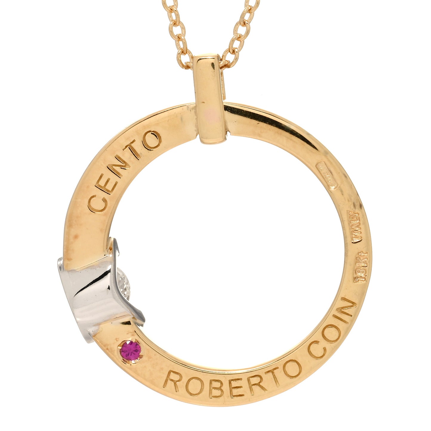 18K Yellow White Gold Diamond Cento Bridal Pendant Necklace