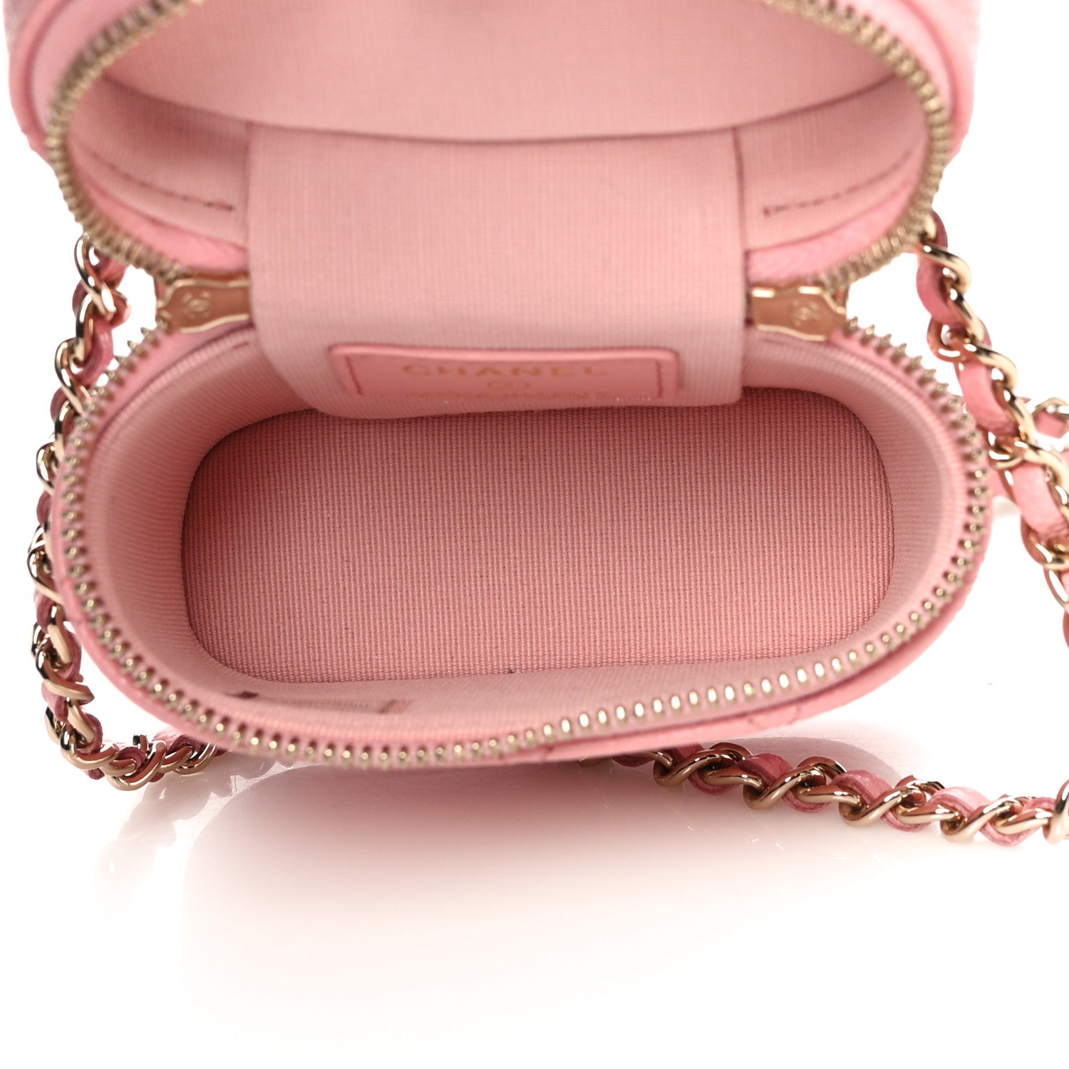 Chanel Caviar Quilted Small Handle With Care Vanity Case With Chain Pink 4 of 10