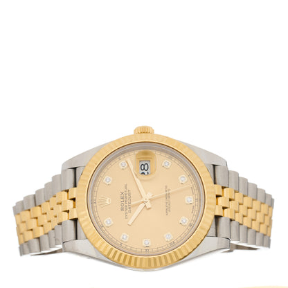 Rolex Stainless Steel 18K Yellow Gold Diamond 41mm Oyster Perpetual Datejust Watch Champagne 126333 2 of 5