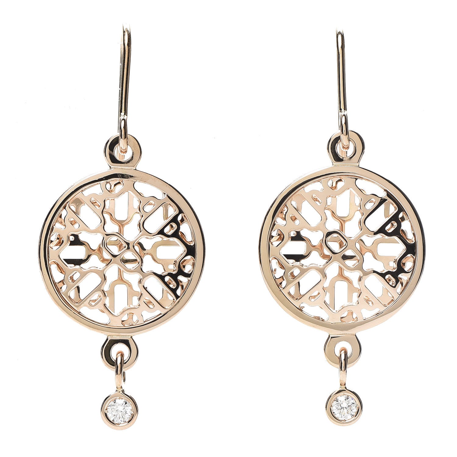 Hermes 18K Rose Gold Diamond Chain d'Ancre Passerelle Drop Earrings 1 of 4