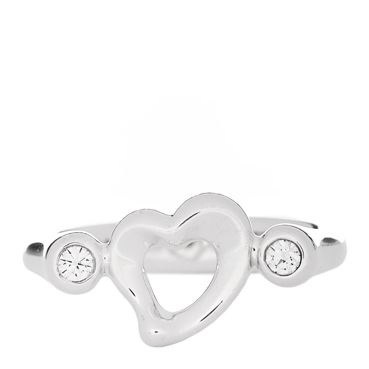 Sterling Silver Diamond Elsa Peretti Open Heart Ring 49 4.75